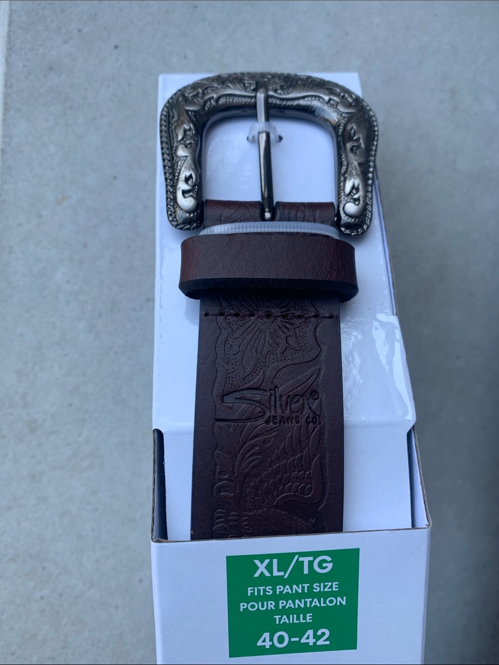 Silver Jeans Brown Leather Western Buckle Belt